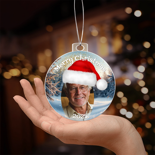 Custom Photo Christmas Ornament – Choose Your Hat Style (Santa, Jester, Top Hat) – Personalized Holiday Keepsake with Name & Date