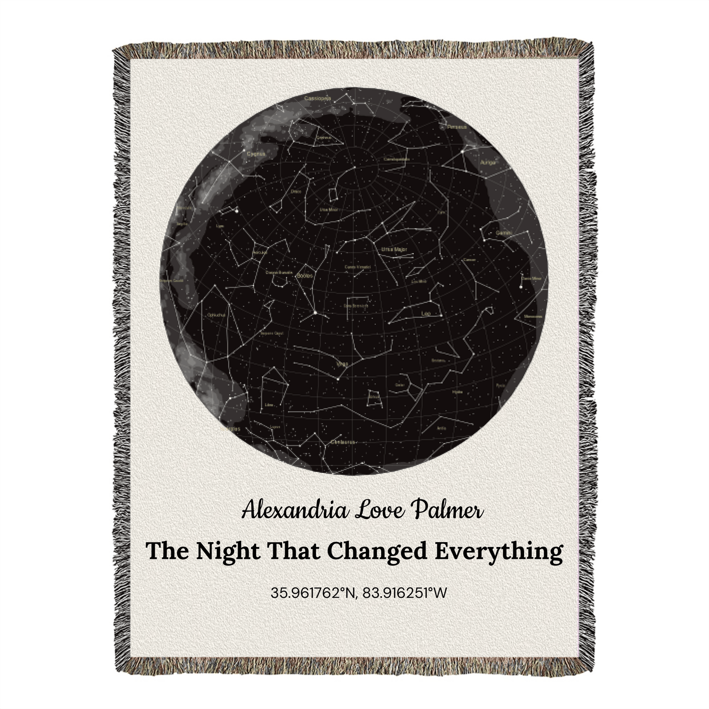 The Night Our Story Began — Custom Star Map Heirloom Woven Blanket (60x80 Cotton Keepsake) - Flourish Love Shop
