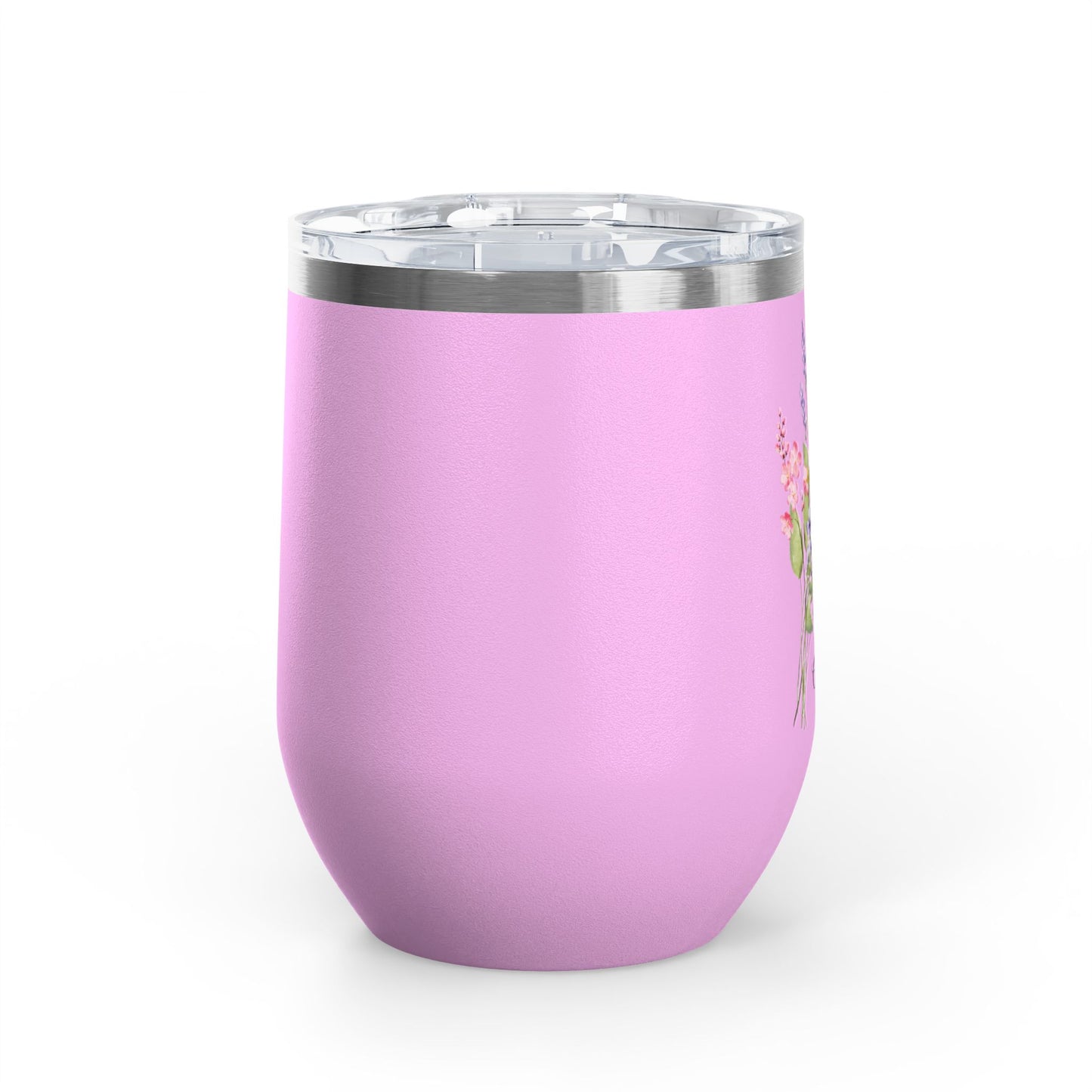 Personalized Floral Wine Tumbler - 12oz Insulated Stemless Cup (Custom Name) - Flourish Love Shop