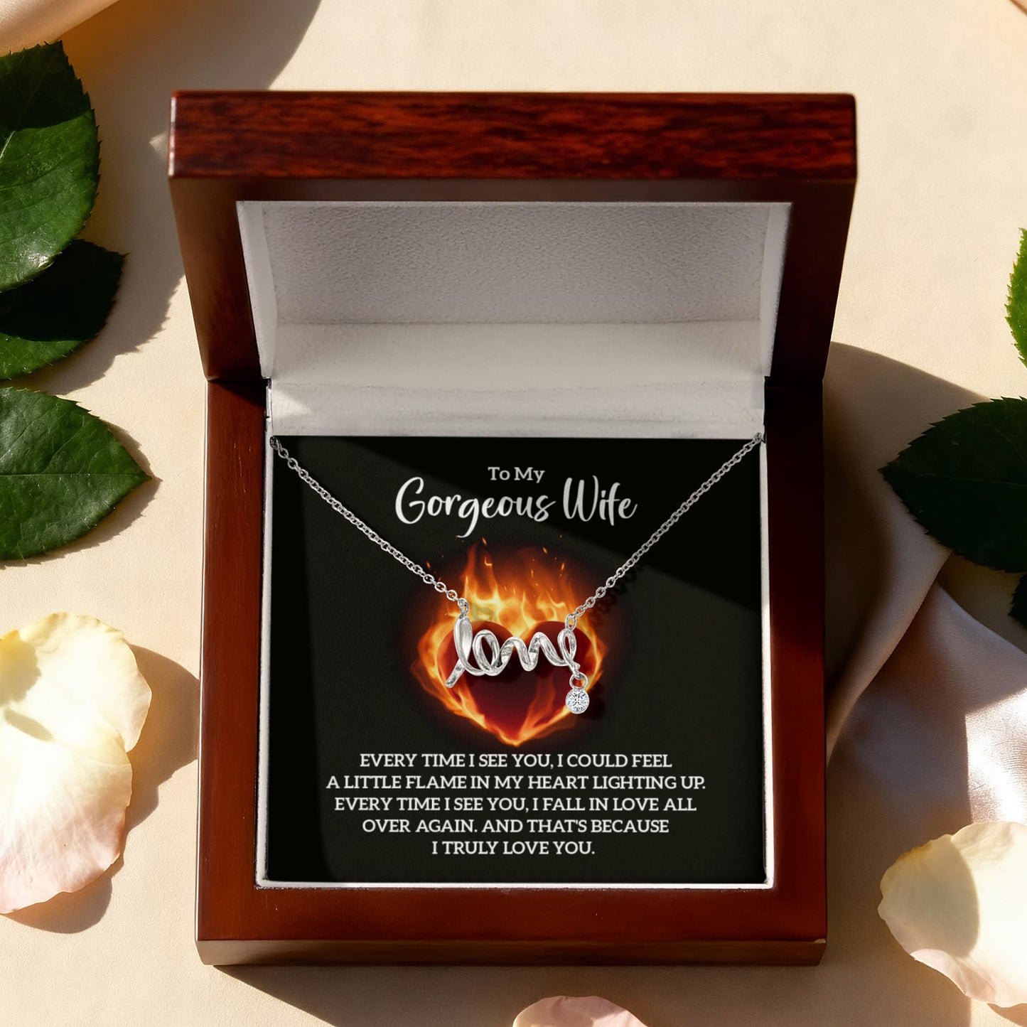 To my Gorgeous Wife - Truly Love You - Scripted Love Necklace - Flourish Love Shop