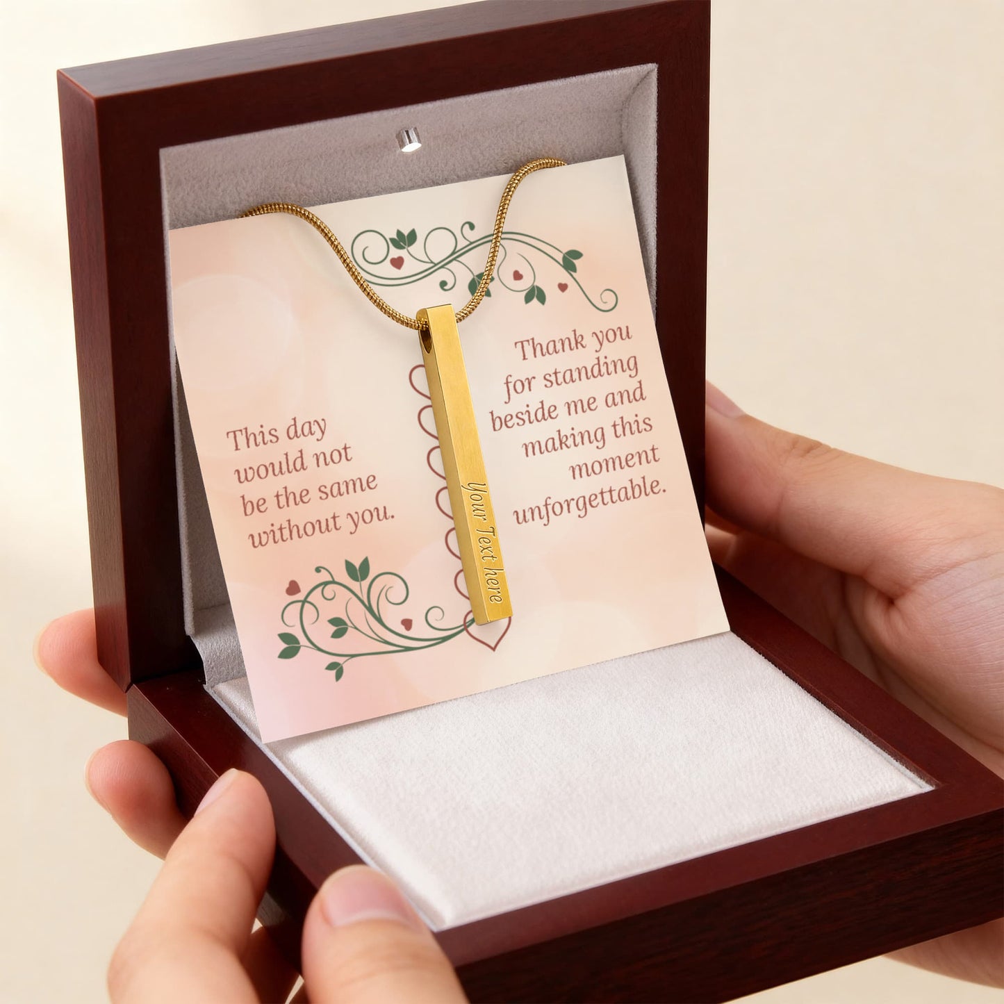 For Bridesmaids and Besties Engraved 4 - Sided Stick Necklace - Flourish Love Shop