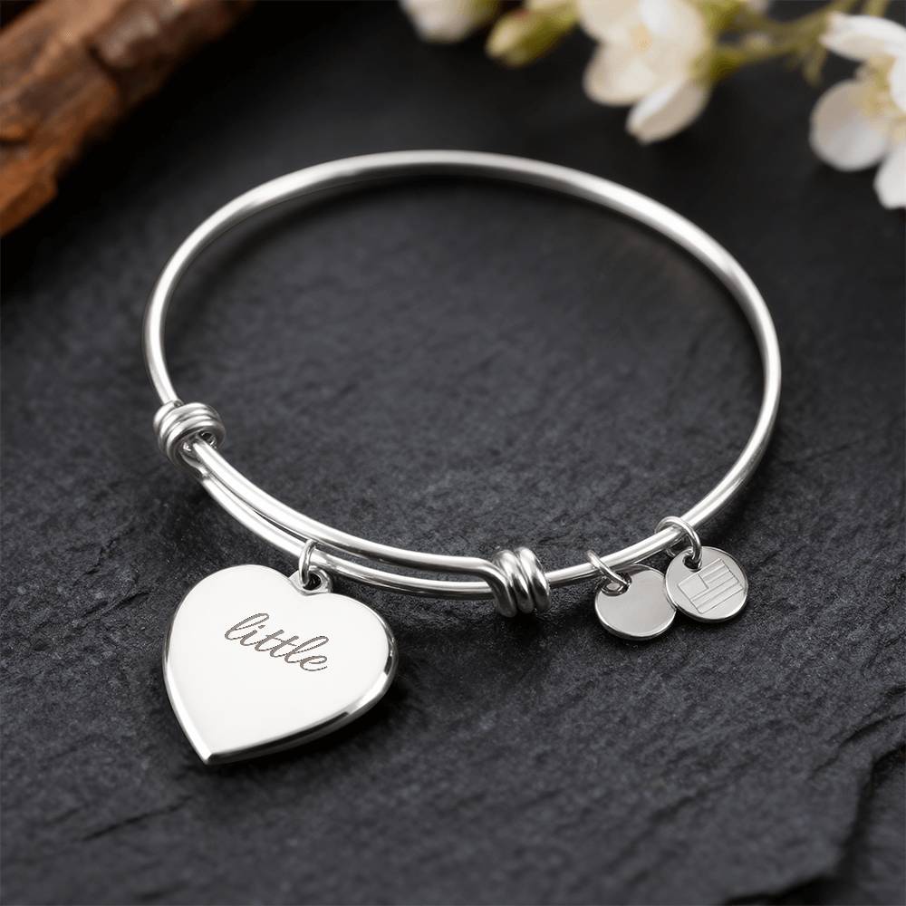 For Your little, an engraved Luxury Heart Bangle Bracelet - Flourish Love Shop