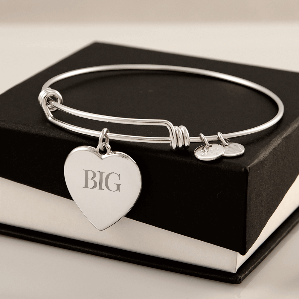 For the Big, an engraved Luxury Heart Bangle Bracelet - Flourish Love Shop