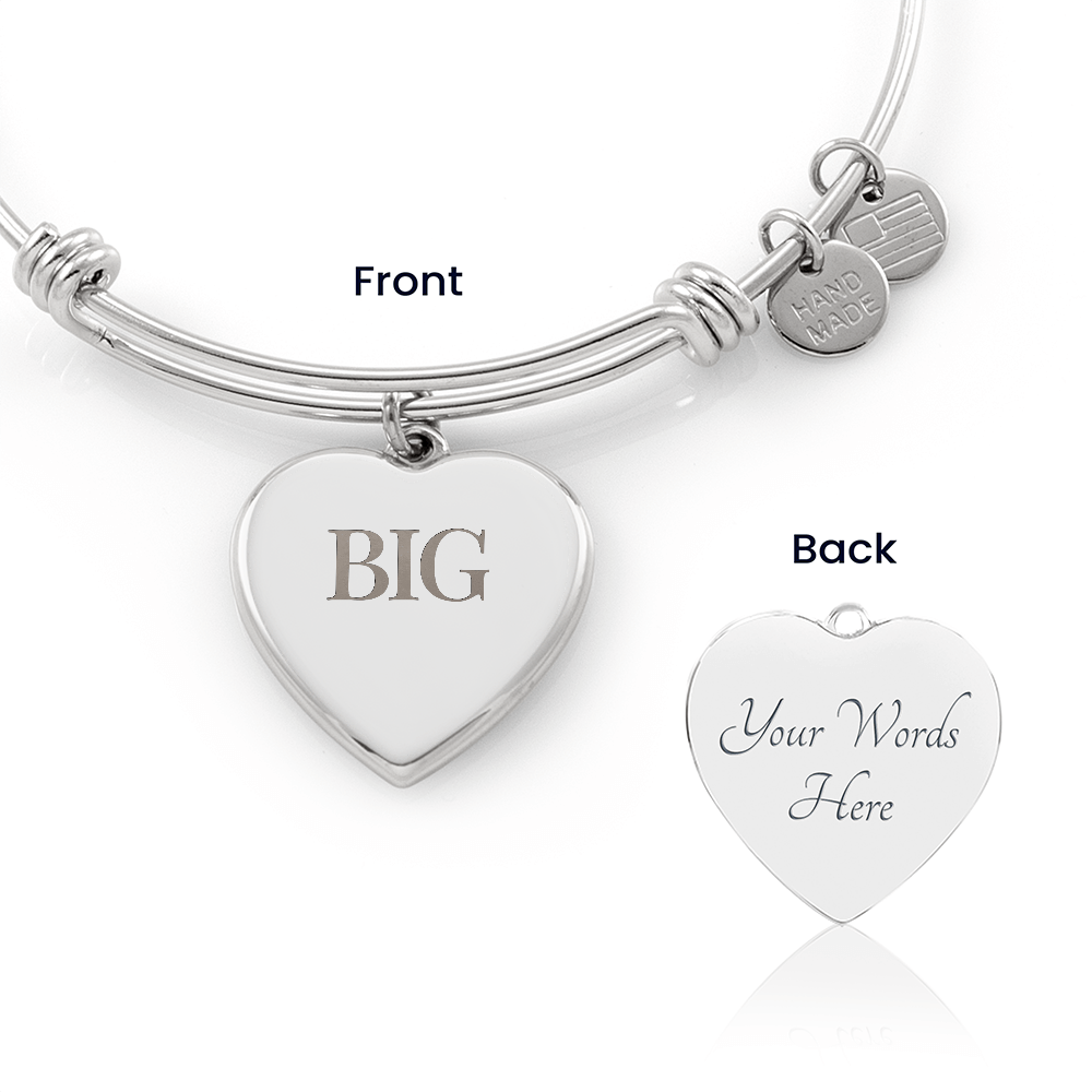 For the Big, an engraved Luxury Heart Bangle Bracelet - Flourish Love Shop