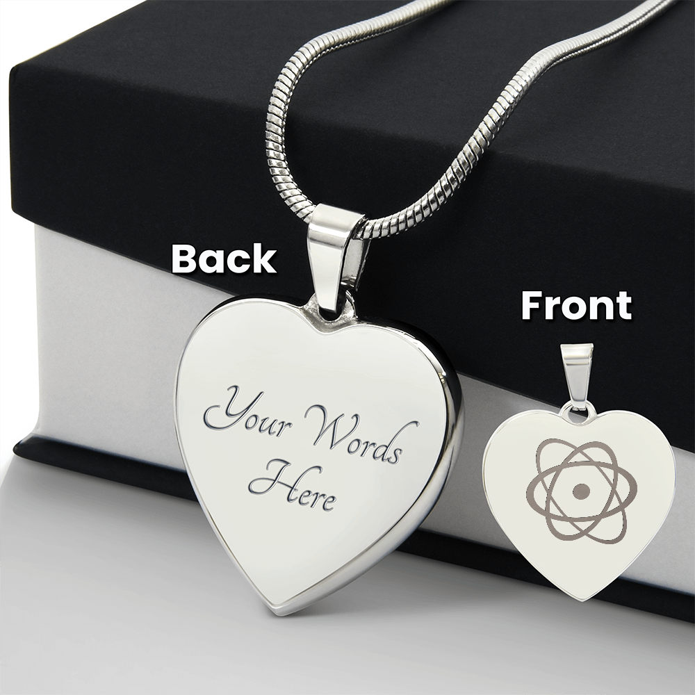 Atom Symbol Engraved Heart Necklace - Flourish Love Shop