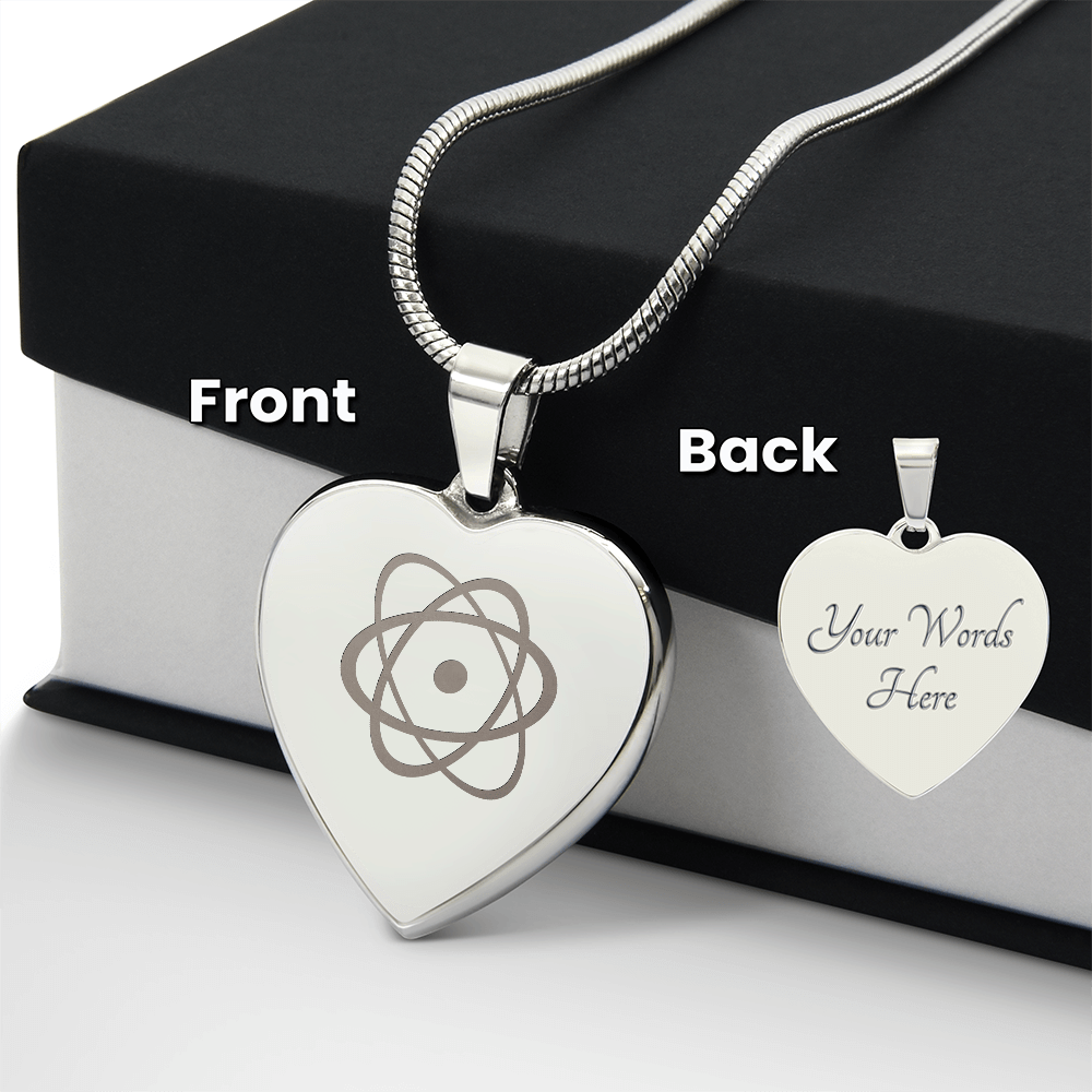 Atom Symbol Engraved Heart Necklace - Flourish Love Shop