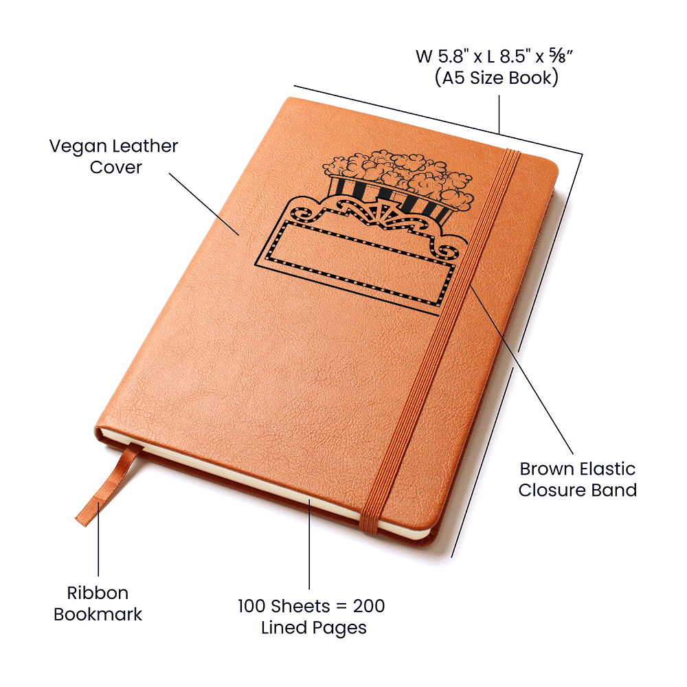 Personalized Popcorn & Marquee Vegan Leather Journal - Flourish Love Shop