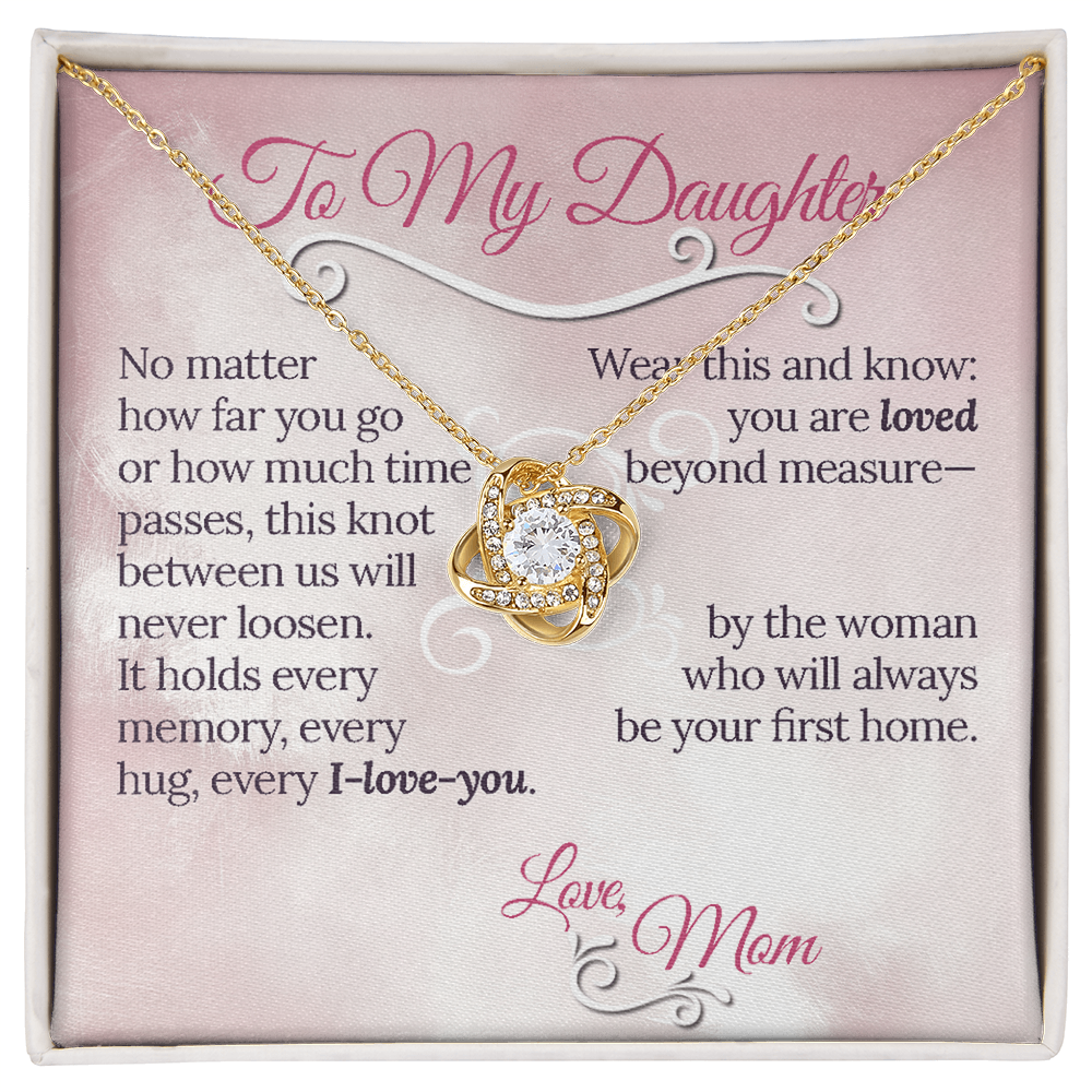 The Knot Between Us – From Mom to Daughter Love Knot Necklace (Gold or Silver)