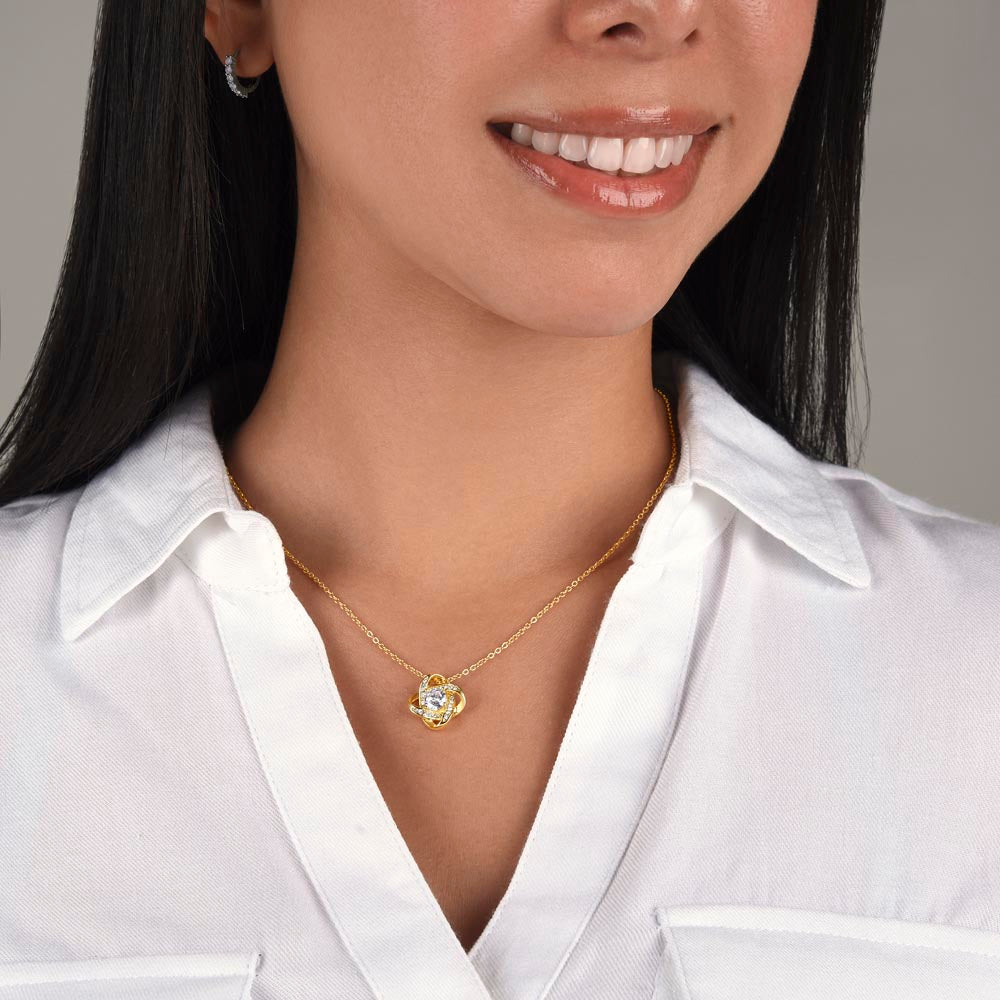 The Knot Between Us – From Mom to Daughter Love Knot Necklace (Gold or Silver)