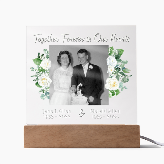 Together Forever in Our Hearts – Personalized Memorial Acrylic Light