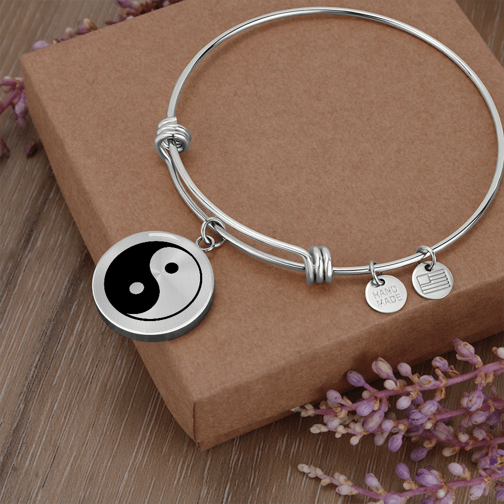 Engraved Graphic of Yin and Yang symbol Bracelet - Flourish Love Shop