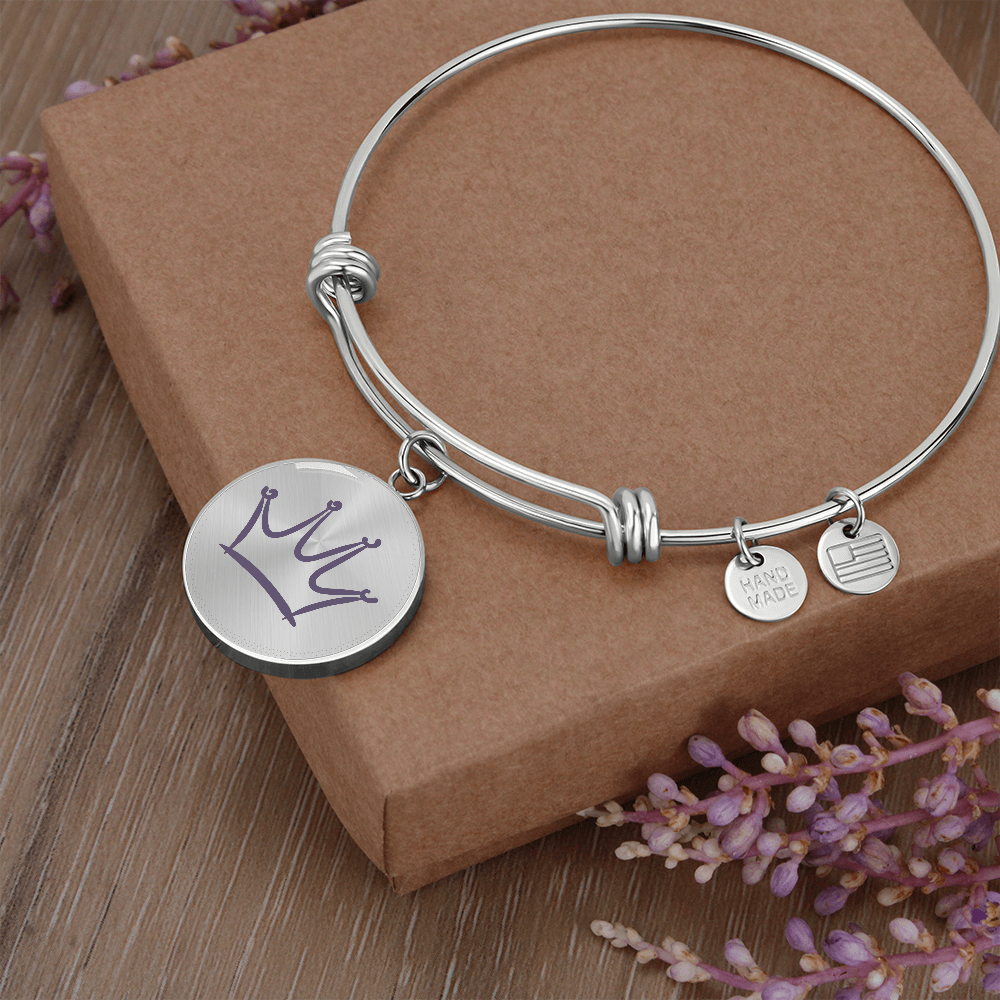 Engraving Available for Crown Graphic Circle Bracelet - Flourish Love Shop