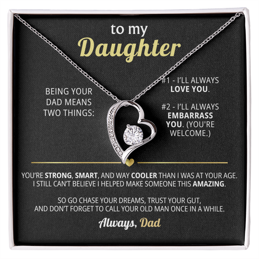 Funny Dad-to-Daughter Gift – Forever Love Necklace with Hilarious Message Card