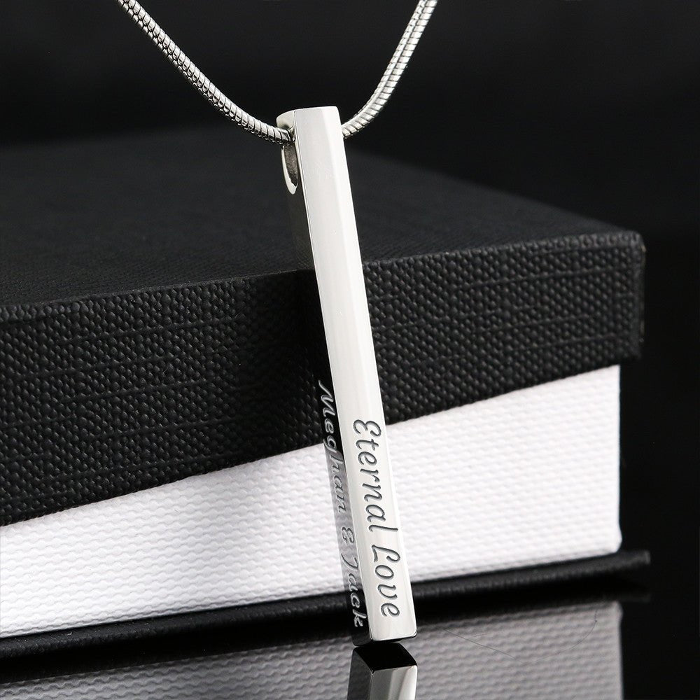 For Bridesmaids and Besties Engraved 4 - Sided Stick Necklace - Flourish Love Shop
