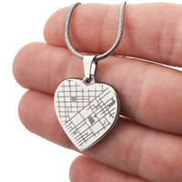Your Love, Etched in Place – Personalized Map Heart Necklace