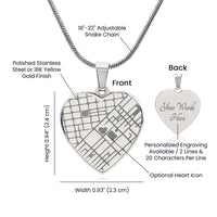 Your Love, Etched in Place – Personalized Map Heart Necklace