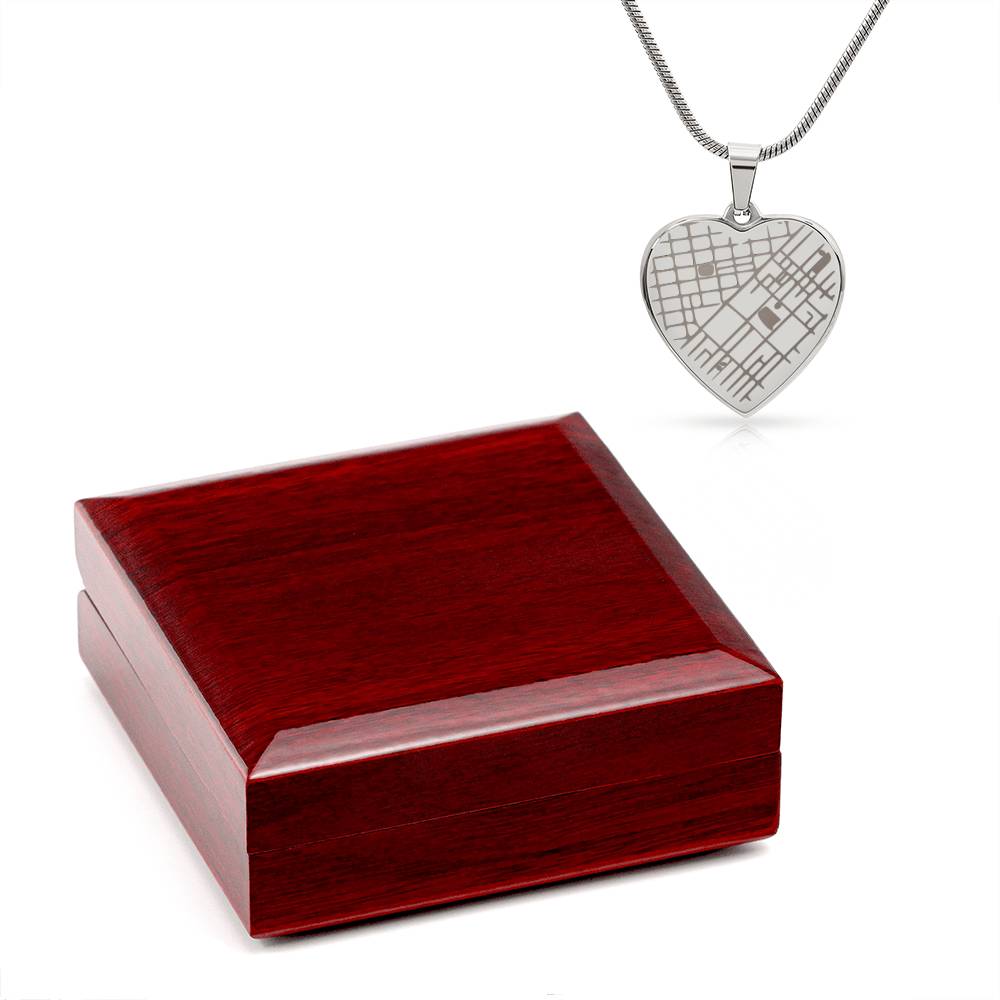 Your Love, Etched in Place – Personalized Map Heart Necklace