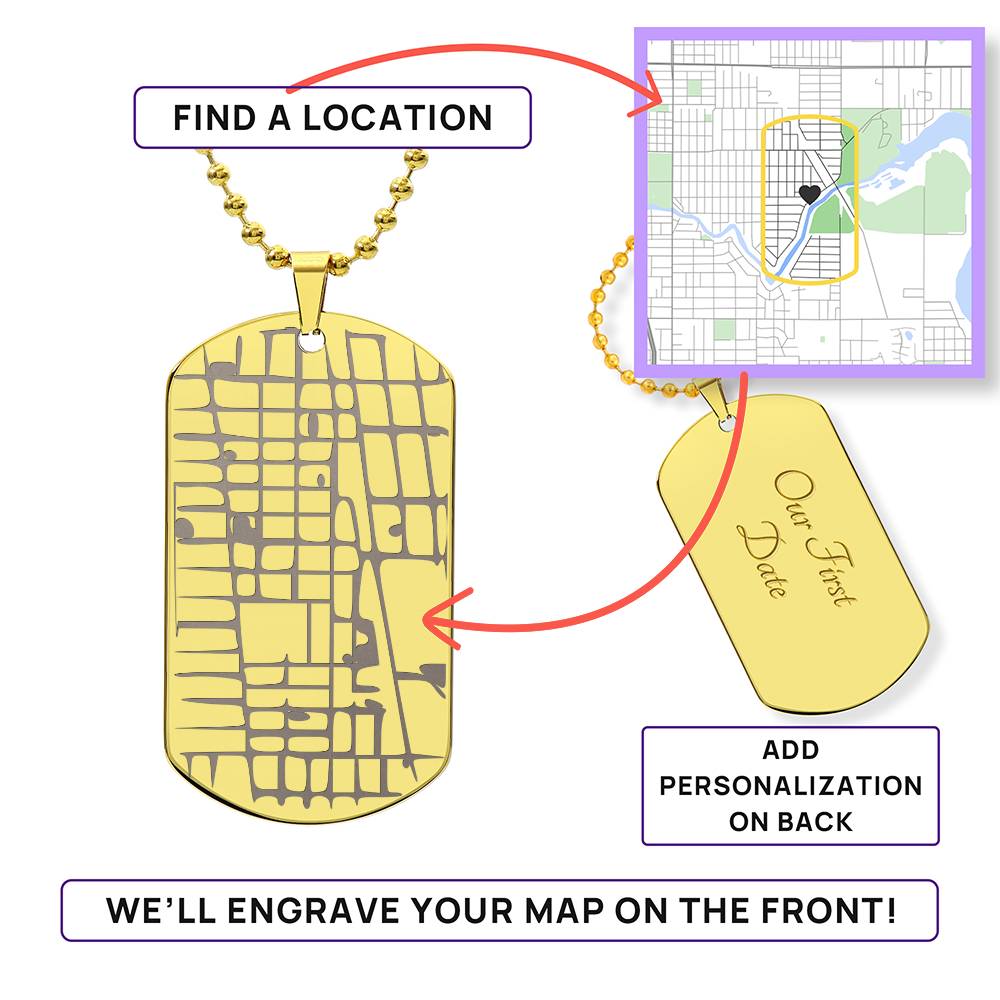 This Place Changed Me – Personalized Map Dog Tag Necklace