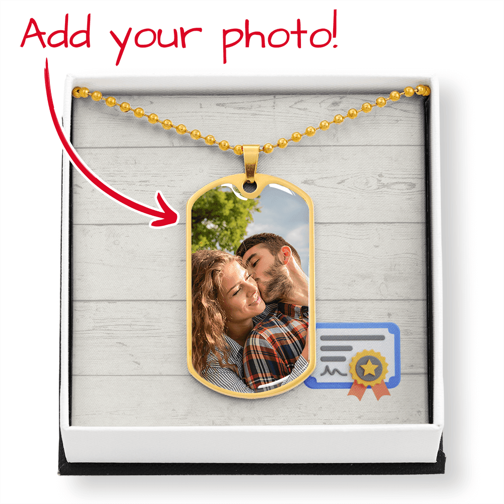 Adoption Day Dog Tag Necklace – Personalized Pet Photo & Custom Engraving - Flourish Love Shop