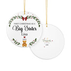 First Christmas as a Big Sister Personalized Ceramic Ornament – Custom Name & Year