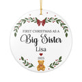 First Christmas as a Big Sister Personalized Ceramic Ornament – Custom Name & Year