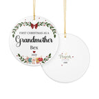First Christmas as a Grandmother Personalized Ceramic Ornament — Custom Name & Year