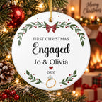 Engaged Christmas Ornament — Personalized First Christmas 2026