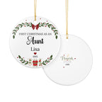First Christmas as an Aunt Personalized Ceramic Ornament - Custom Name & Year