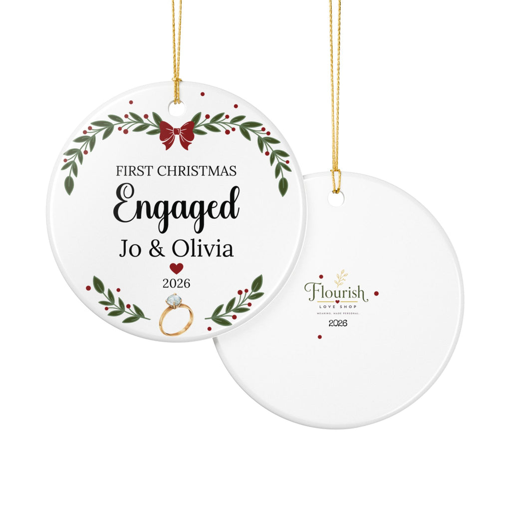 Engaged Christmas Ornament — Personalized First Christmas 2026
