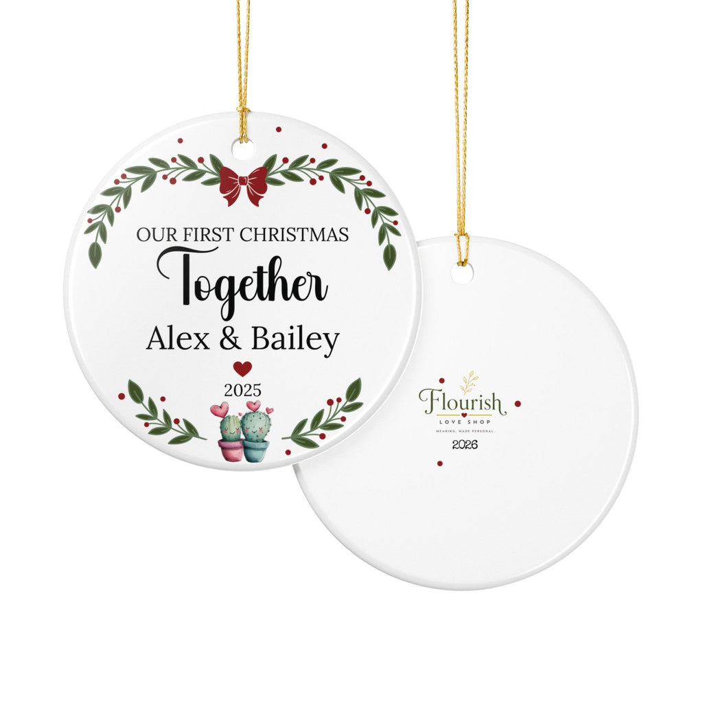 First Christmas Together Ceramic Ornament – Personalized