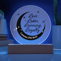 Love, Labor, Learning, Loyalty Sorority Moon Night Light - Personalized - Flourish Love Shop