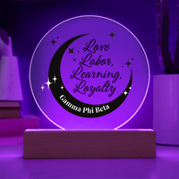 Love, Labor, Learning, Loyalty Sorority Moon Night Light - Personalized - Flourish Love Shop