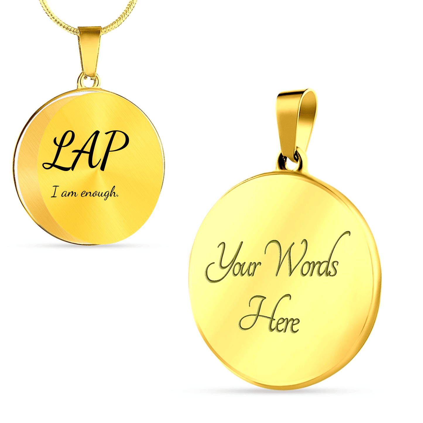 Personalized Affirmation Necklace with Initials & Custom Engraving – Double - Sided Message Pendant - Flourish Love Shop