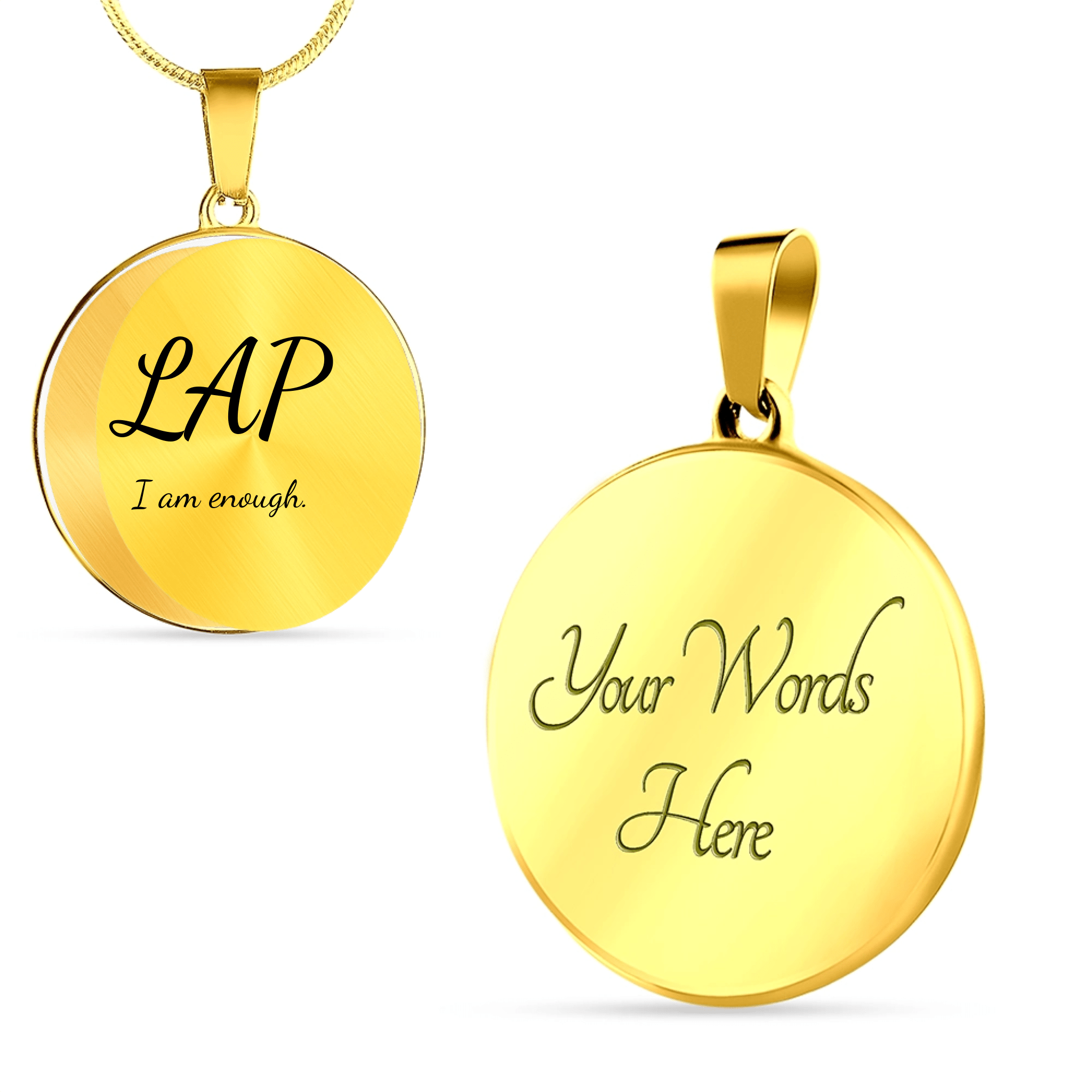 Personalized Affirmation Necklace with Initials & Custom Engraving – Double - Sided Message Pendant - Flourish Love Shop