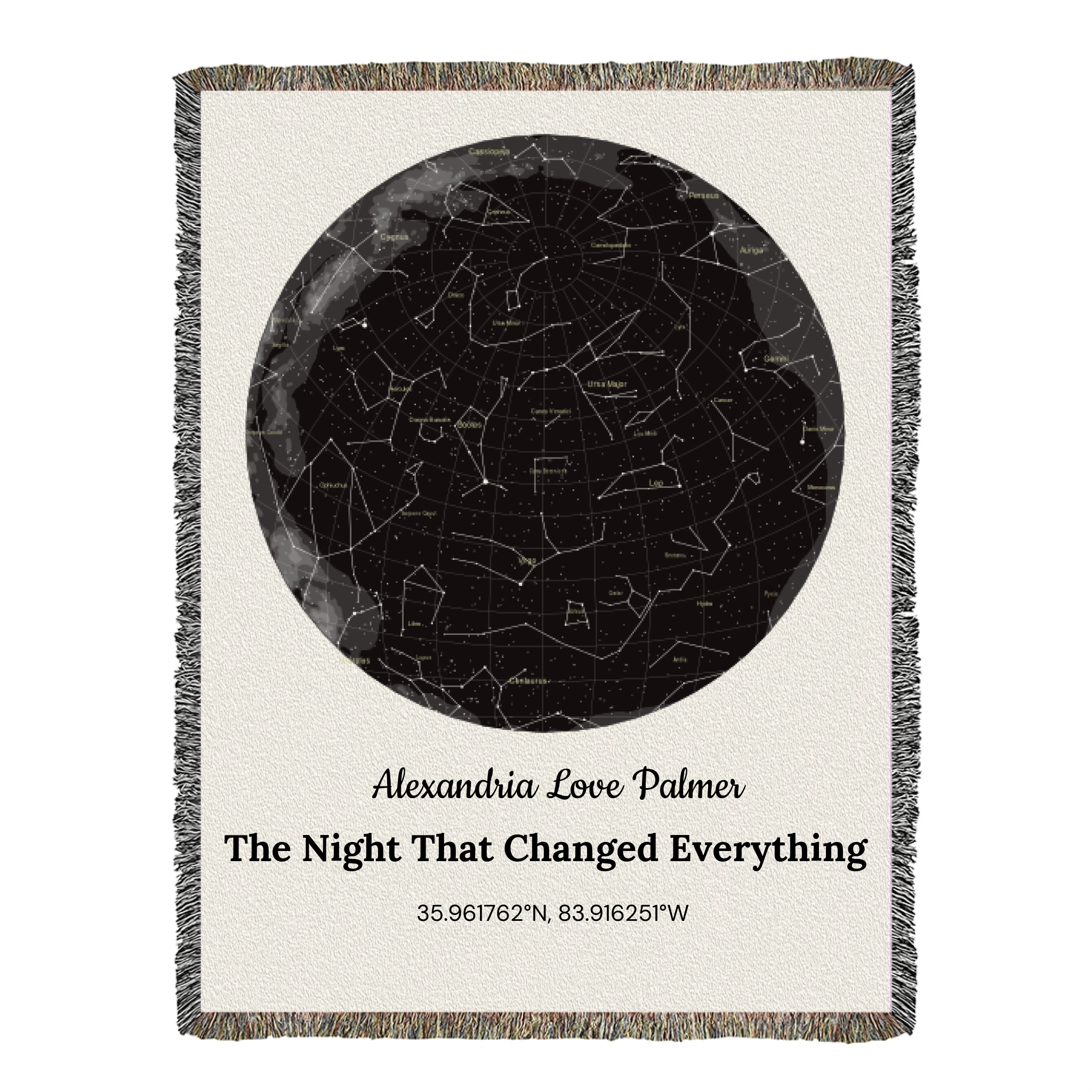 The Night Our Story Began — Custom Star Map Heirloom Woven Blanket (60x80 Cotton Keepsake) - Flourish Love Shop