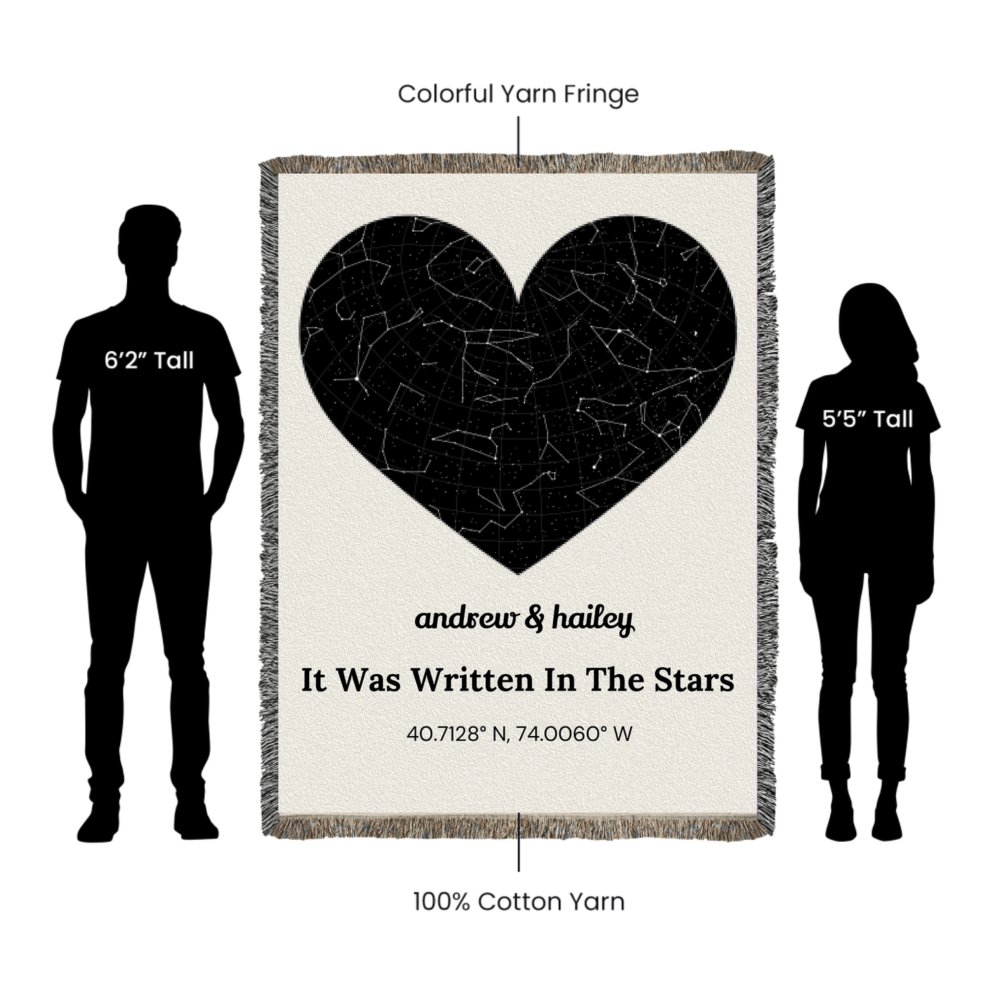 The Night Our Story Began — Custom Star Map Heirloom Woven Blanket (60x80 Cotton Keepsake) - Flourish Love Shop