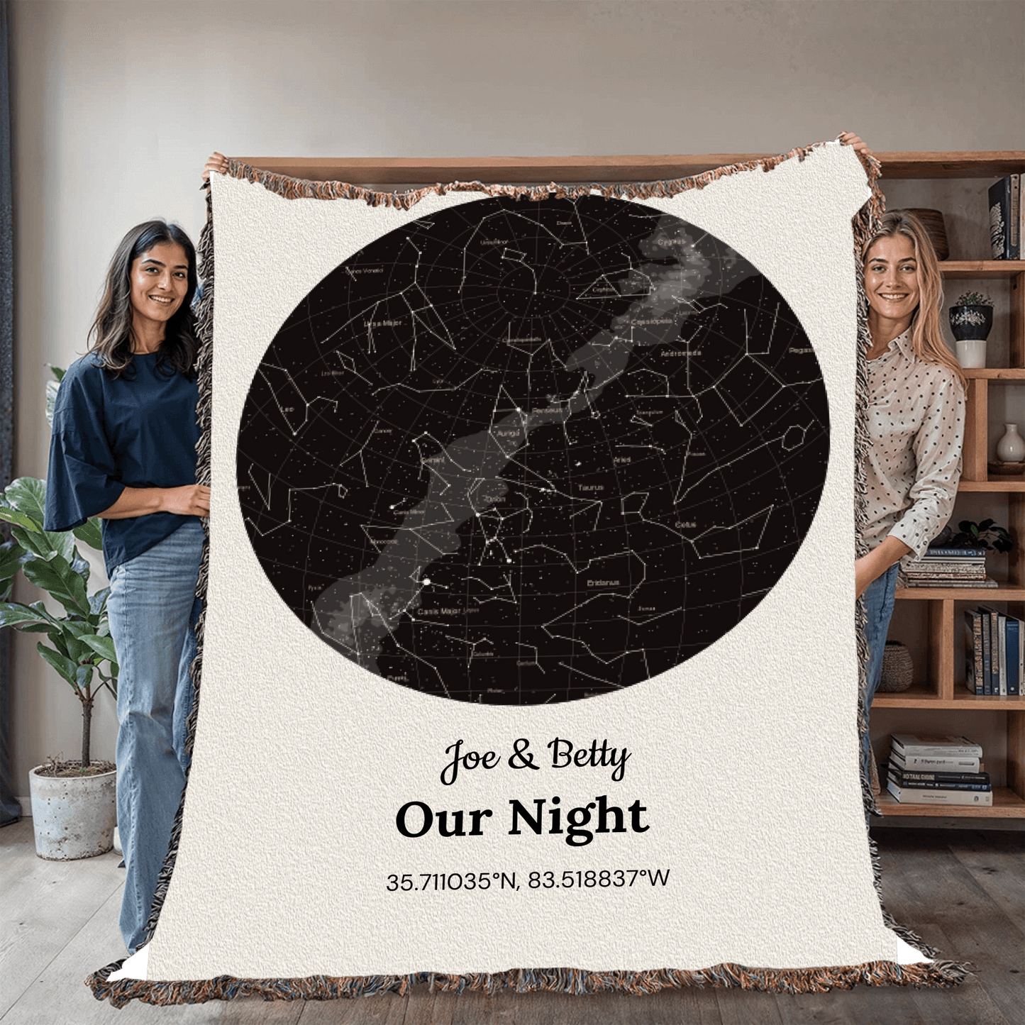 The Night Our Story Began — Custom Star Map Heirloom Woven Blanket (60x80 Cotton Keepsake) - Flourish Love Shop