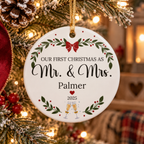 First Christmas as Mr. & Mrs. Personalized Ceramic Ornament — Custom Name & Year