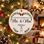 First Christmas as Mr. & Mrs. Personalized Ceramic Ornament — Custom Name & Year