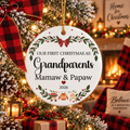 Ceramic Ornament — “Our First Christmas as Grandparents” Mamaw & Papaw 2026