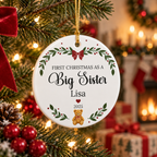 First Christmas as a Big Sister Personalized Ceramic Ornament – Custom Name & Year