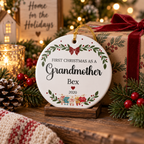 First Christmas as a Grandmother Personalized Ceramic Ornament — Custom Name & Year