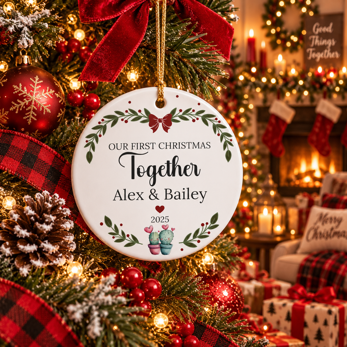 First Christmas Together Ceramic Ornament – Personalized