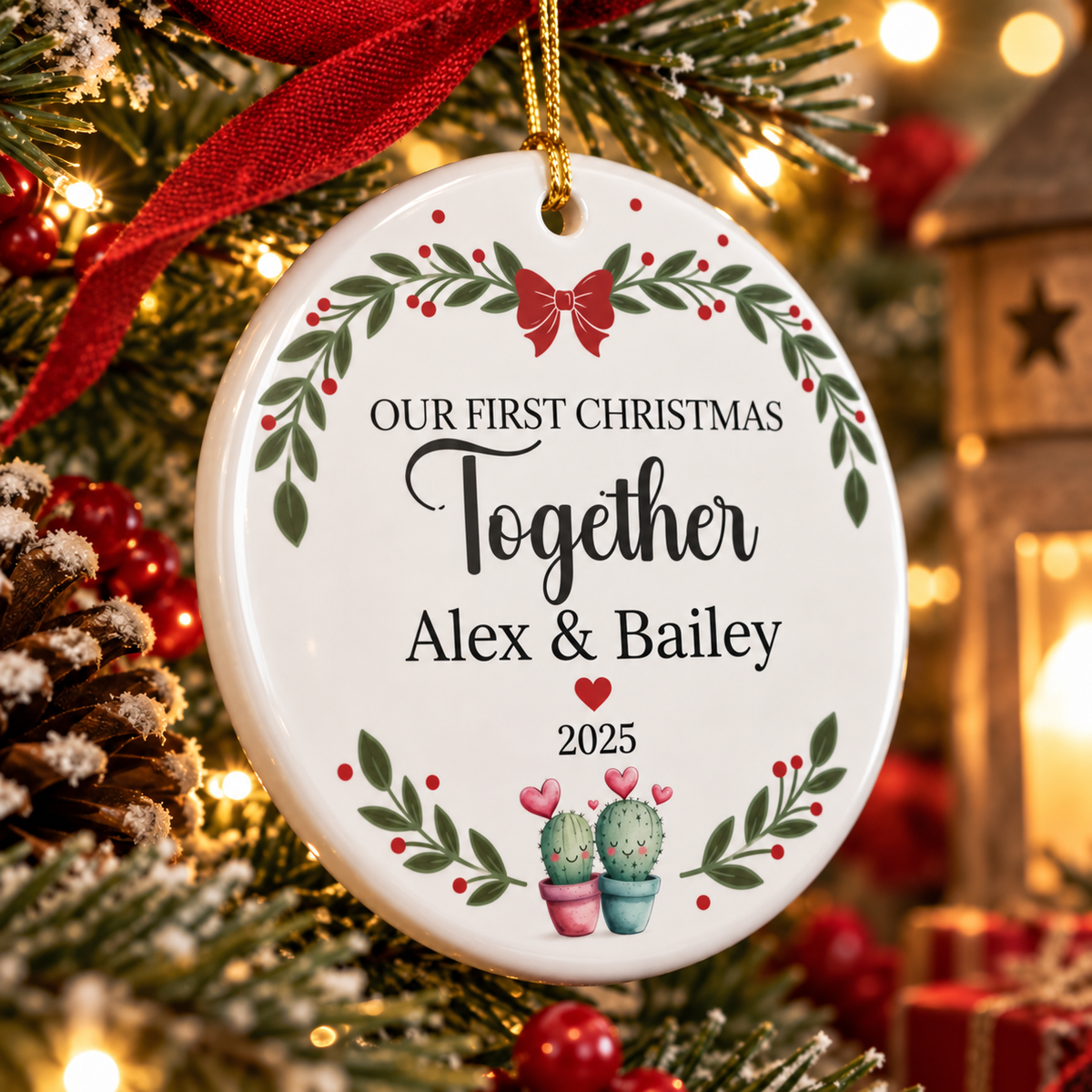 First Christmas Together Ceramic Ornament – Personalized