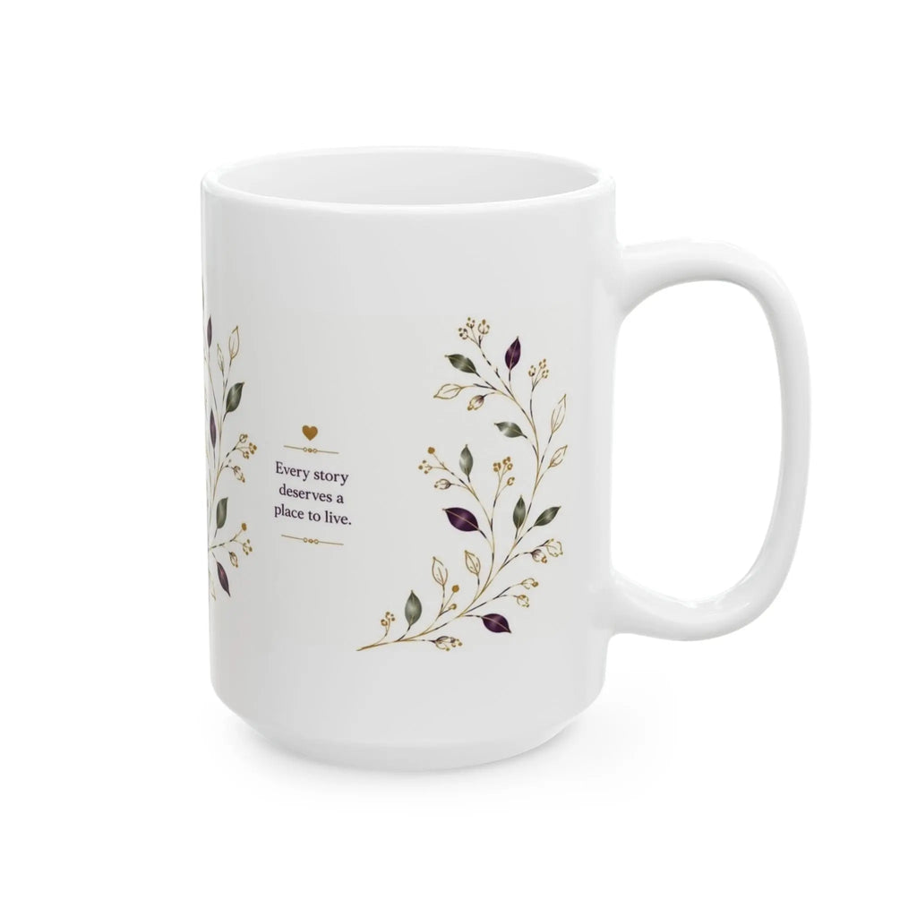 Floral 'Flourish' Ceramic Coffee Mug – 15oz Elegant Botanical Tea Cup