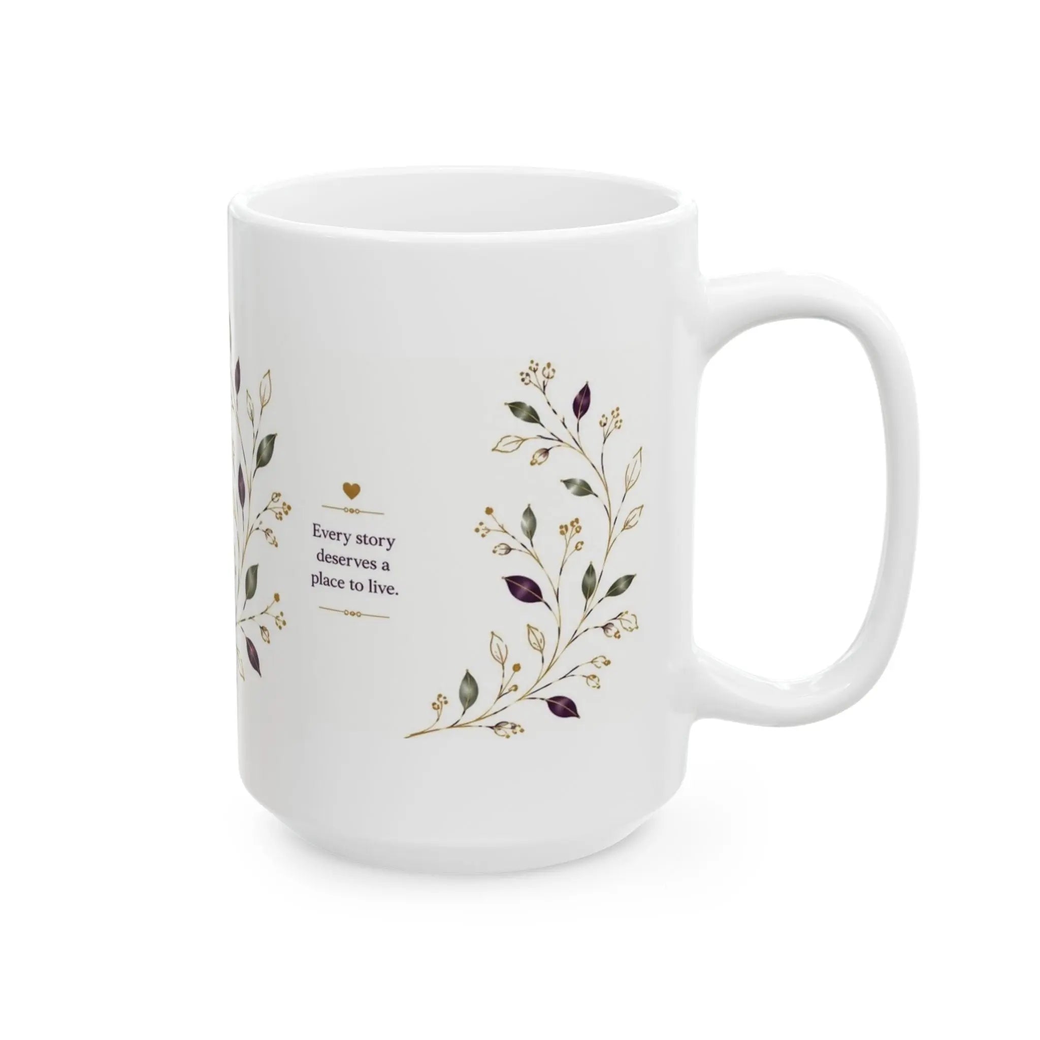 Floral 'Flourish' Ceramic Coffee Mug – 15oz Elegant Botanical Tea Cup