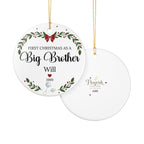 First Christmas as a Big Brother Personalized Ceramic Ornament - Custom Name & Year
