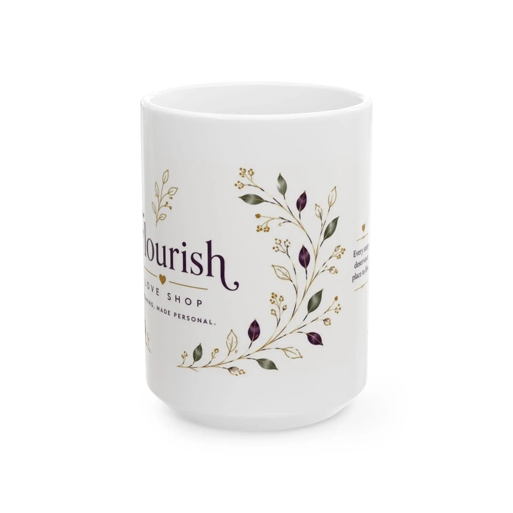 Floral 'Flourish' Ceramic Coffee Mug – 15oz Elegant Botanical Tea Cup