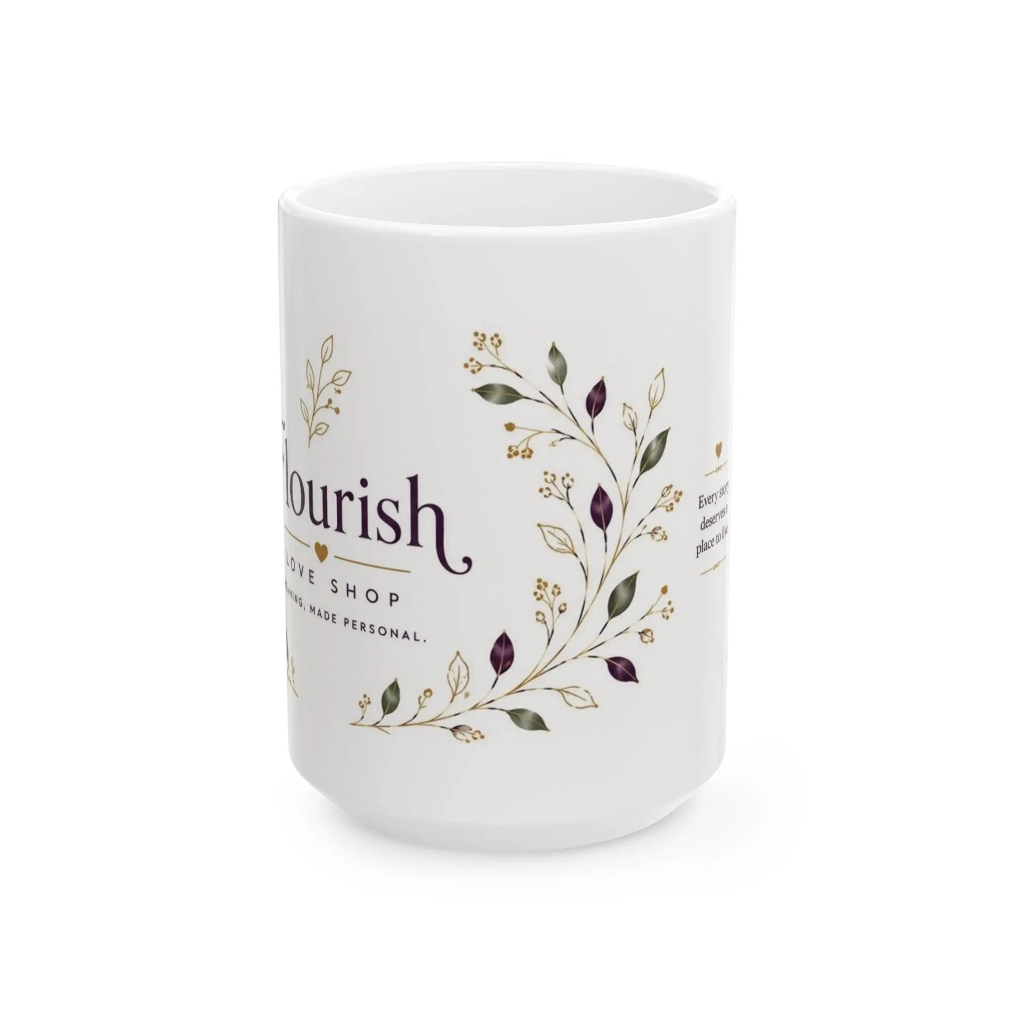 Floral 'Flourish' Ceramic Coffee Mug – 15oz Elegant Botanical Tea Cup