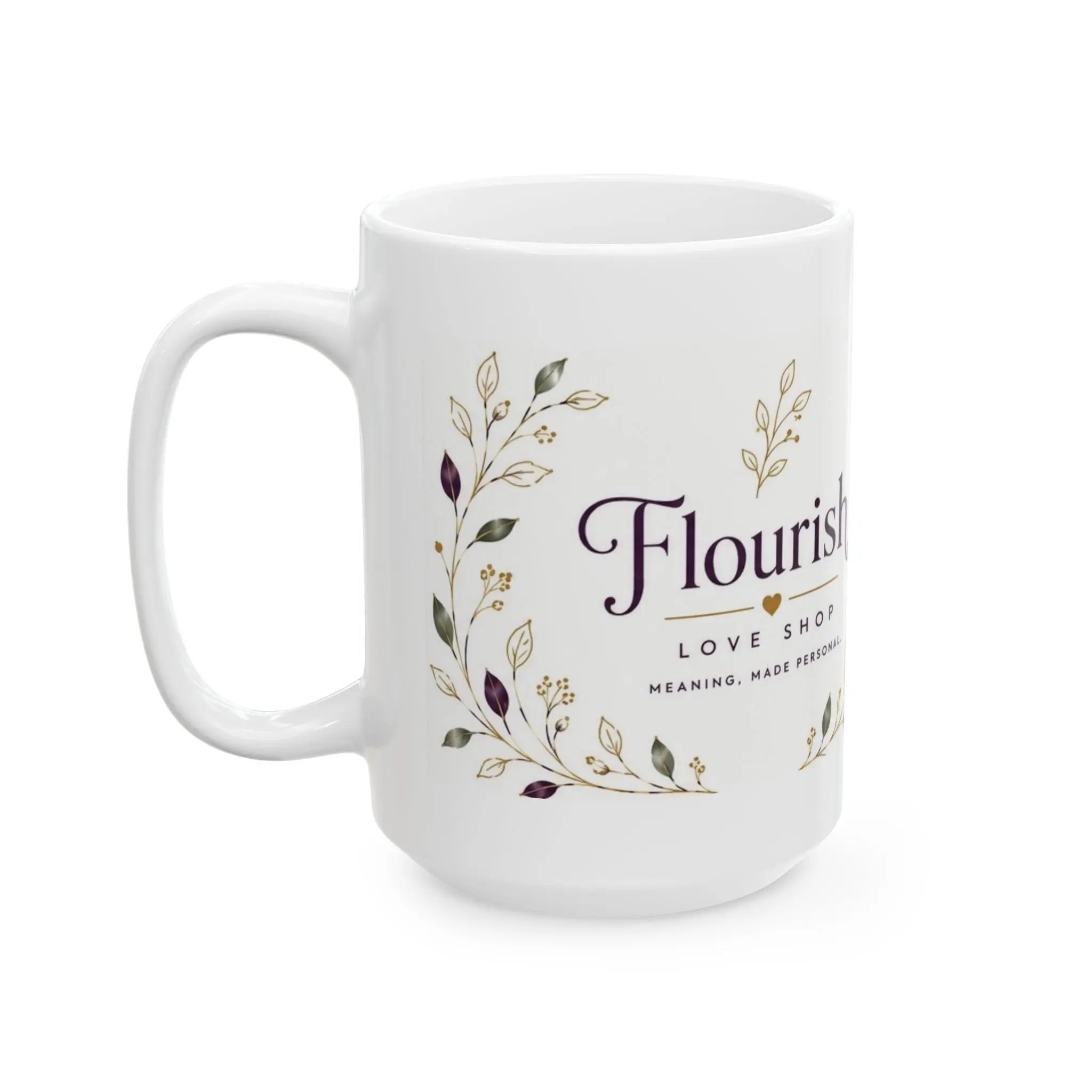 Floral 'Flourish' Ceramic Coffee Mug – 15oz Elegant Botanical Tea Cup